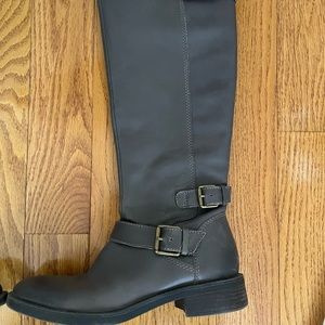 Enzo Angiolini Tall Gray Leather Riding Boots